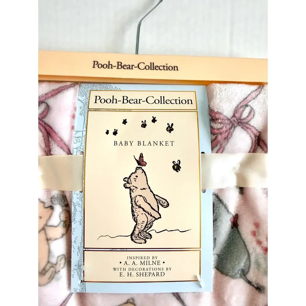 New Pooh Bear Collection Winnie The Pooh Pink Ribbon Baby Blanket 30